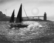 Sailboat Sunset B&W